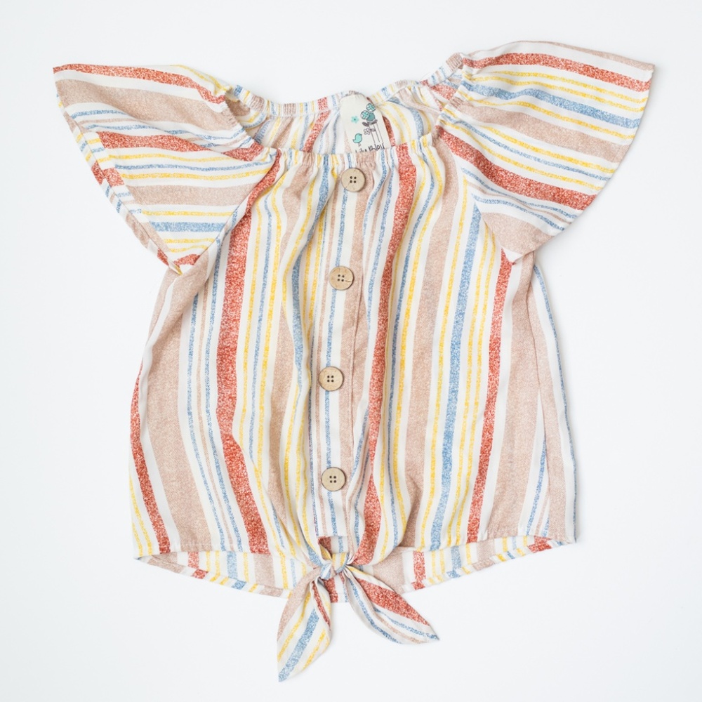 Lily Bleu Girls Striped Top with Buttons Size Small (7/8)